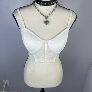 White lace sheer bustier
